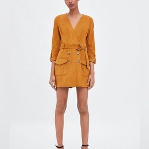 Zara Mustard Suede Jumpsuit Dress